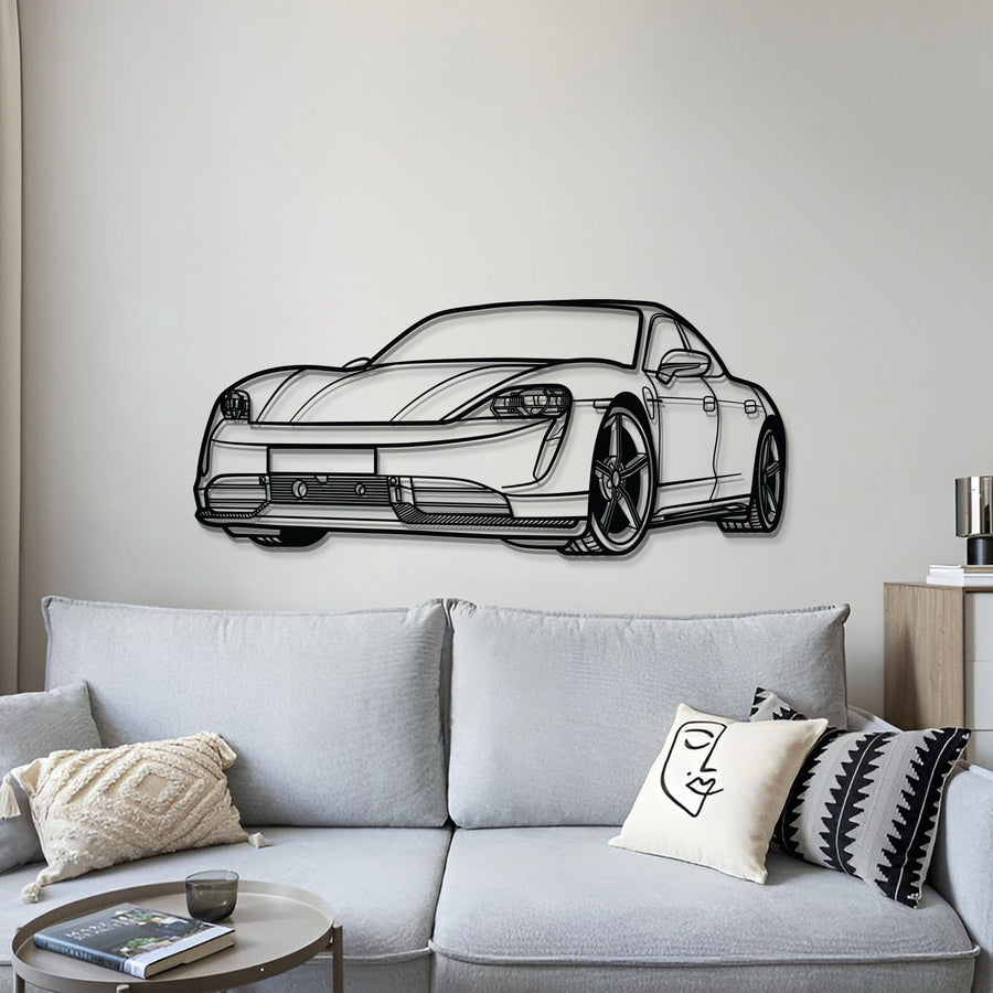 PORSCHE Taycan PERSPECTIVE Metal Car Silhouette Wall Art