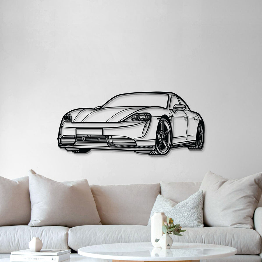 PORSCHE Taycan PERSPECTIVE Metal Car Silhouette Wall Art