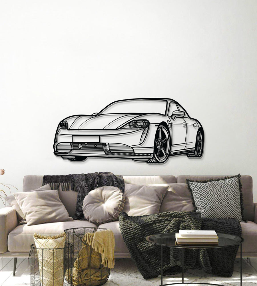 PORSCHE Taycan PERSPECTIVE Metal Car Silhouette Wall Art