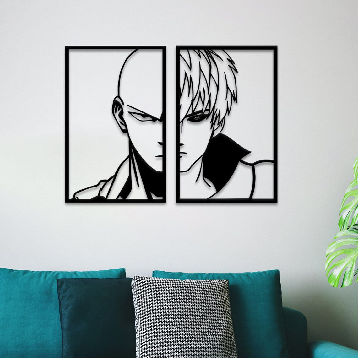 Saitama One Punch Man Anime Metal Wall Art