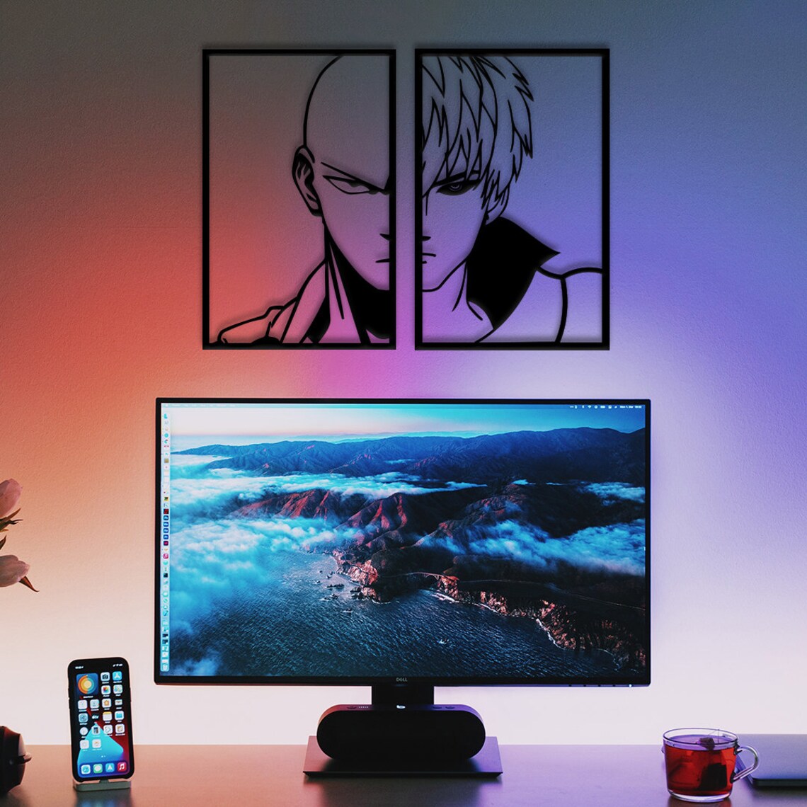 Saitama One Punch Man Anime Metal Wall Art