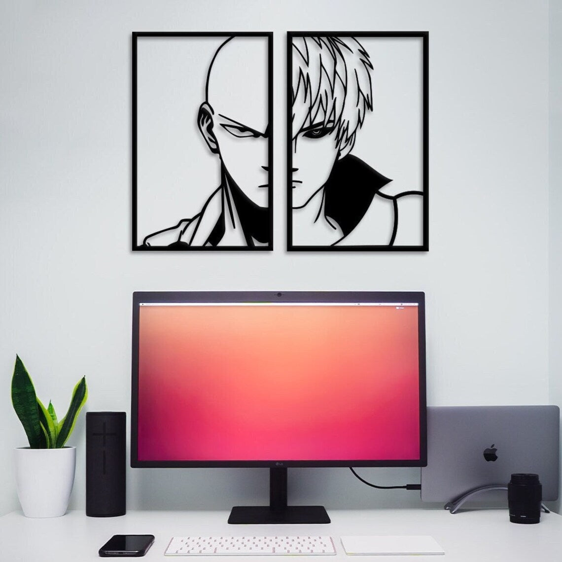 Saitama One Punch Man Anime Metal Wall Art