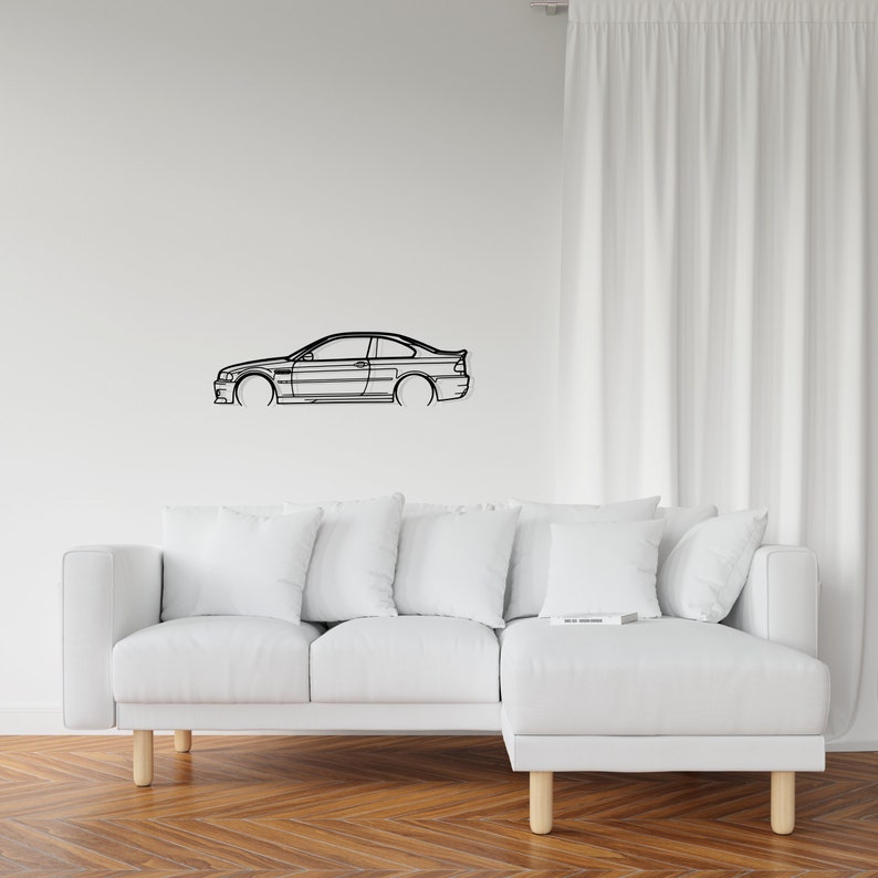 BMW M3 E46 CSL Detailed Silhouette Metal Wall Art