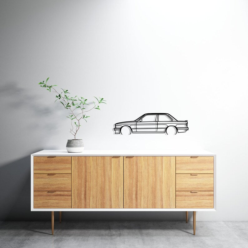 E30 325 Detailed Metal Car Silhouette Wall Art