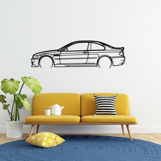 BMW M3 E46 CSL Detailed Silhouette Metal Wall Art