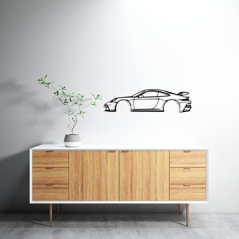 911 GT3 Model 992 Detailed Metal Car Silhouette Wall Art