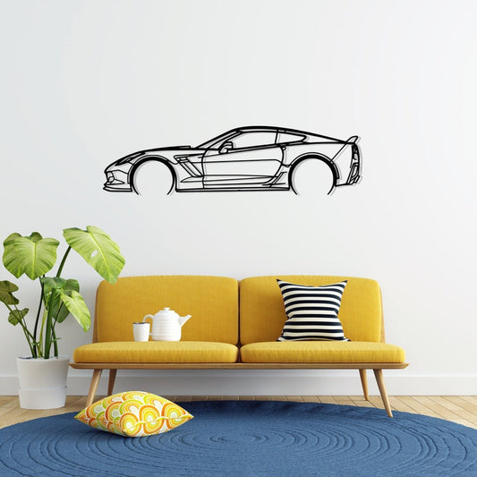 Corvette Z06 2LZ 2016 Detailed Metal Car Silhouette Wall Art