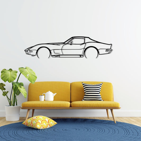 Corvette C3 1973 Detailed Metal Car Silhouette Wall Art