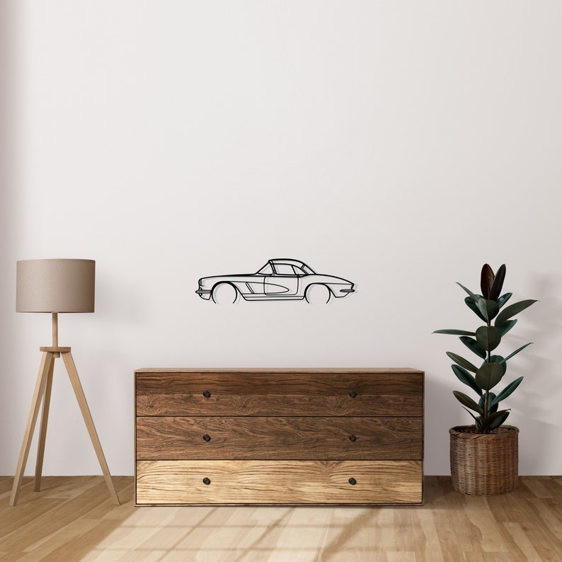 Corvette C1 327 1962 Metal Car Silhouette Wall Art