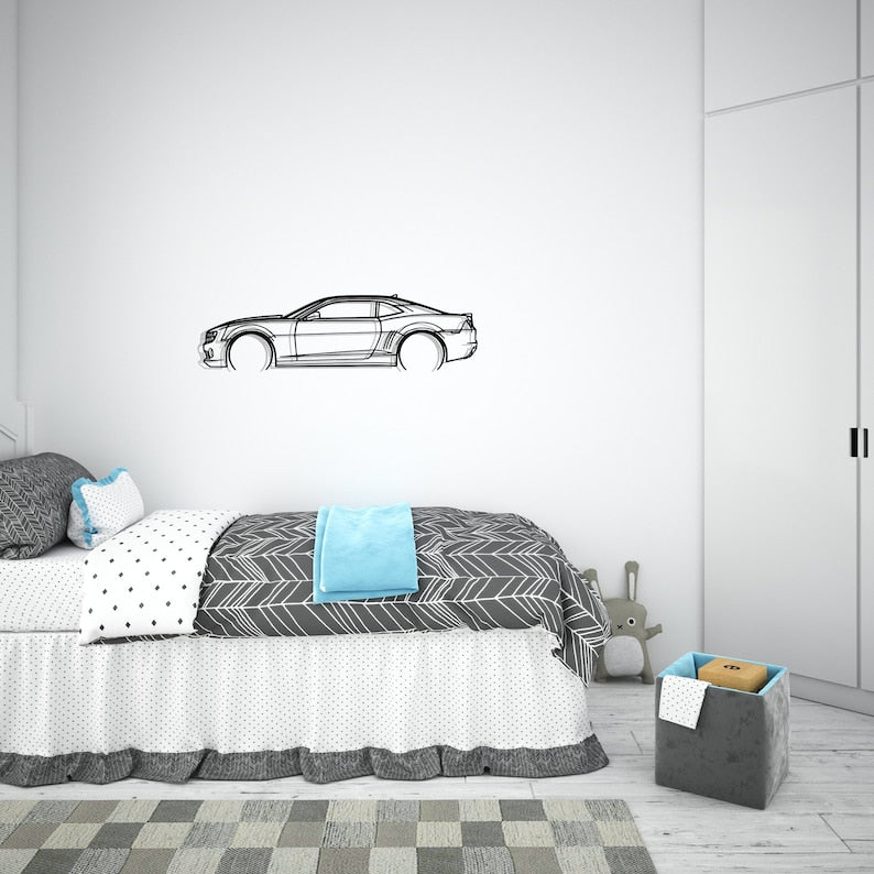 Camaro SS Detailed Metal Car Silhouette Wall Art