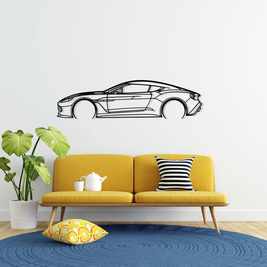 Aston Vanquish Detailed Metal Car Silhouette Wall Art