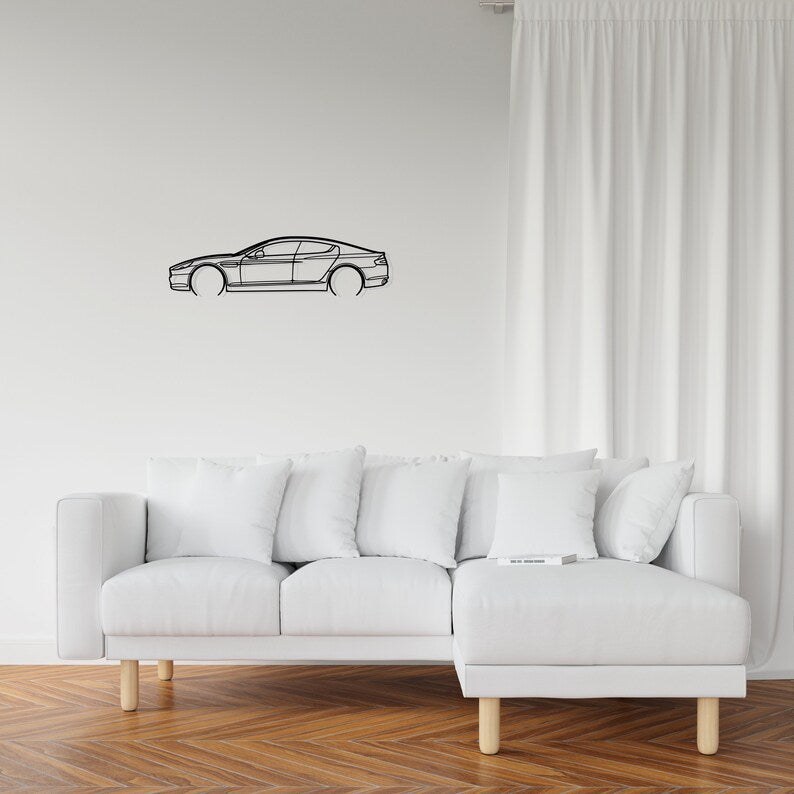 Aston Rapide Detailed Metal Car Silhouette Wall Art