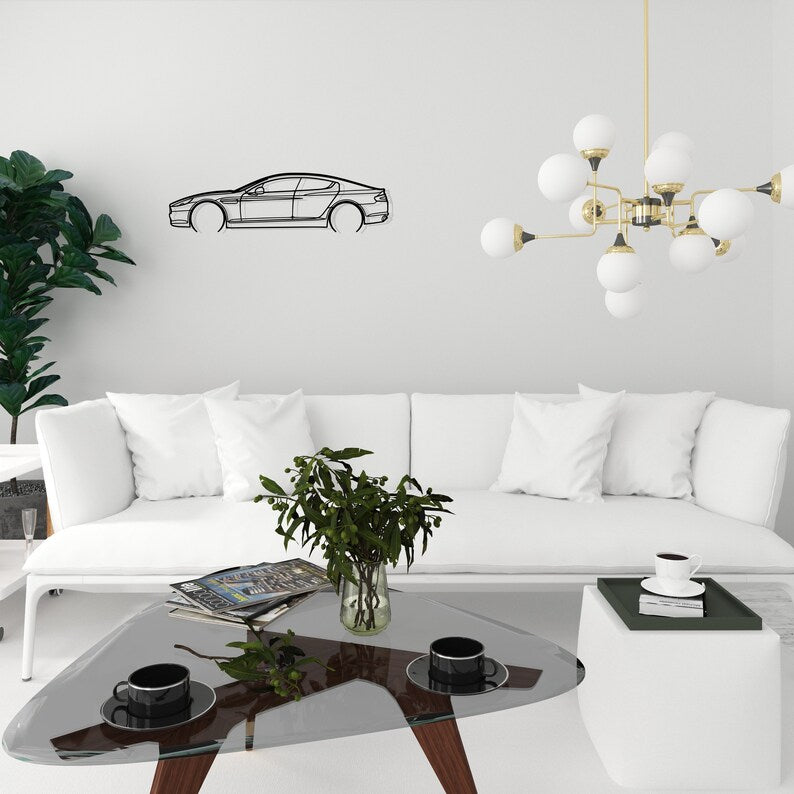 Aston Rapide Detailed Metal Car Silhouette Wall Art