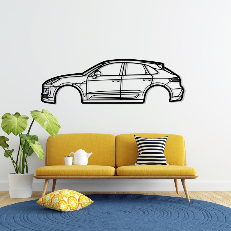 Macan Detailed Metal Car Silhouette Wall Art