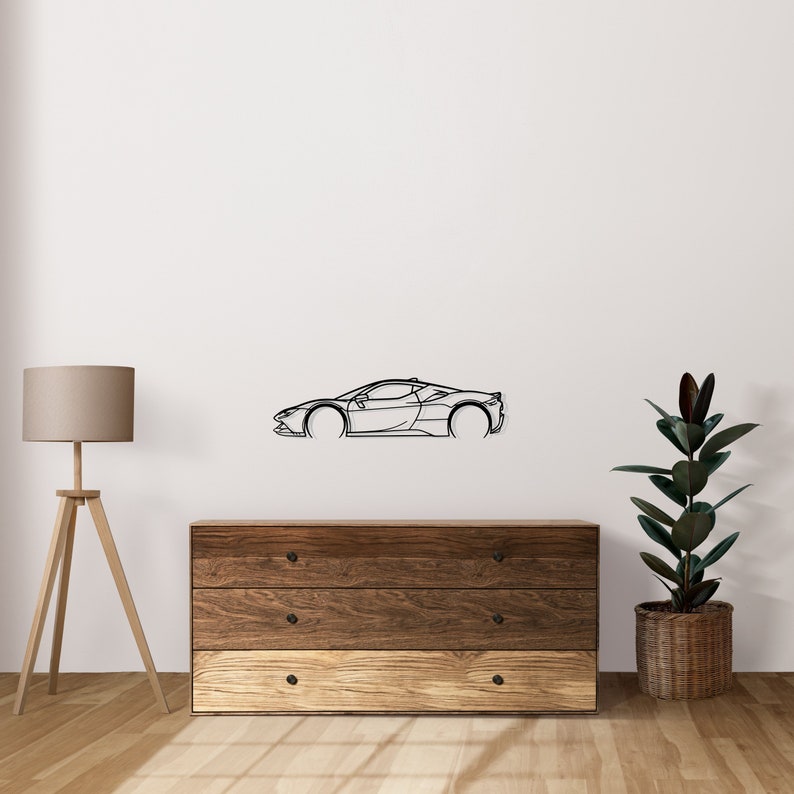 Ferrari SF90 Stradale Detailed Metal Car Silhouette Wall Art