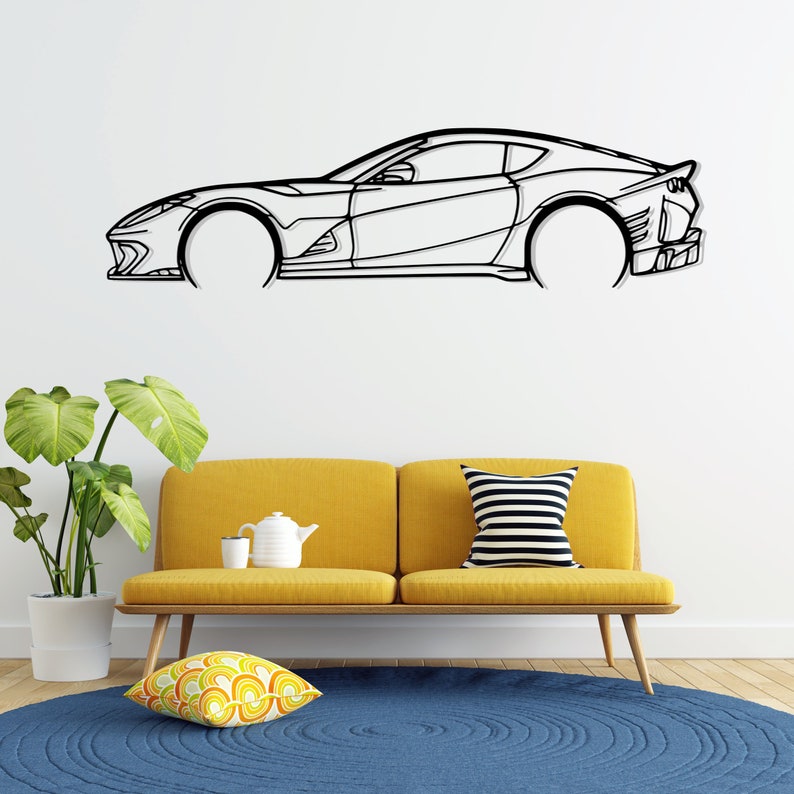 Ferrari 812 F12 Detailed Metal Car Silhouette Wall Art