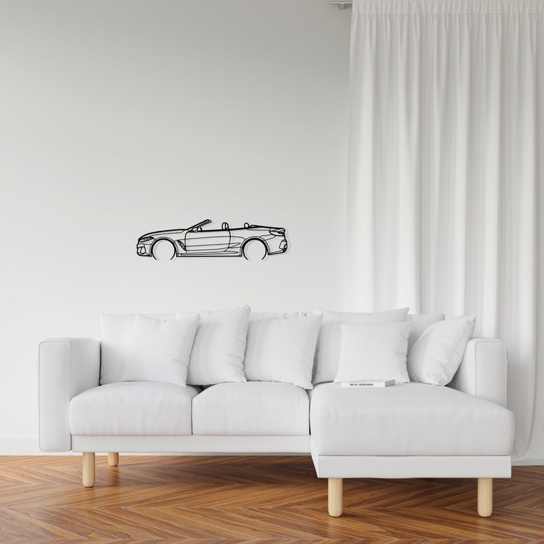 BMW M850i Convertible Detailed Metal Car Silhouette Wall Art