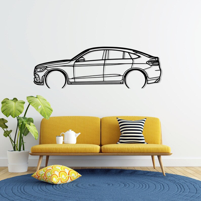 GLC Coupe Detailed Metal Car Silhouette Wall Art