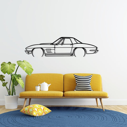 Corvette 327 Detailed Metal Car Silhouette Wall Art