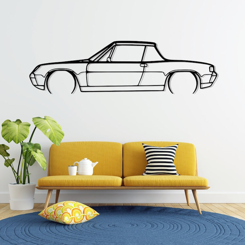 914 1970 Detailed Metal Car Silhouette Wall Art