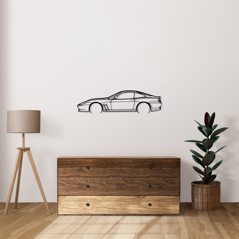 Ferrari 550 Maranello Detailed Metal Car Silhouette Wall Art