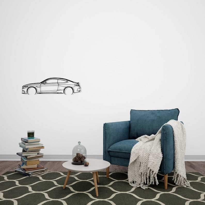 C63S 2019 Detailed Metal Car Silhouette Wall Art