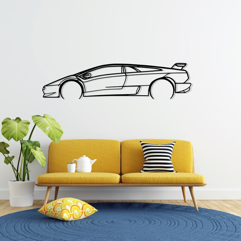 Lamborghini Diablo 1991 Detailed Metal Car Silhouette Wall Art