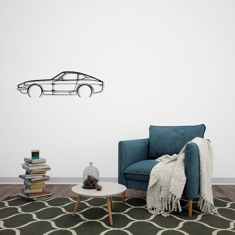 280Z Coupe Detailed Metal Car Silhouette Wall Art