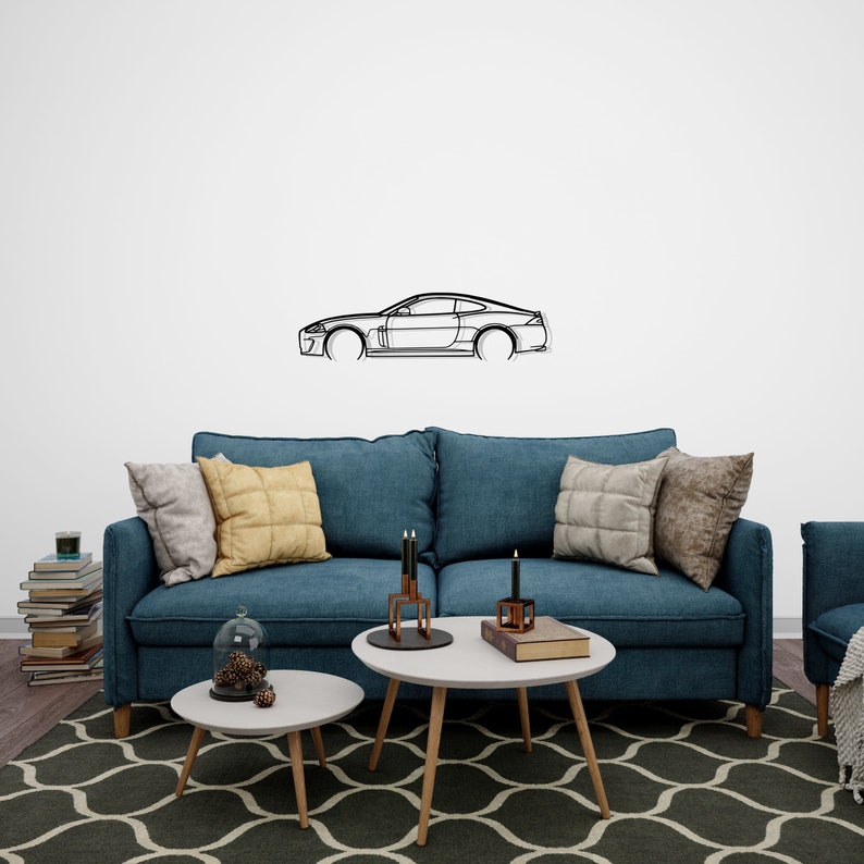 XK Detailed Metal Car Silhouette Wall Art