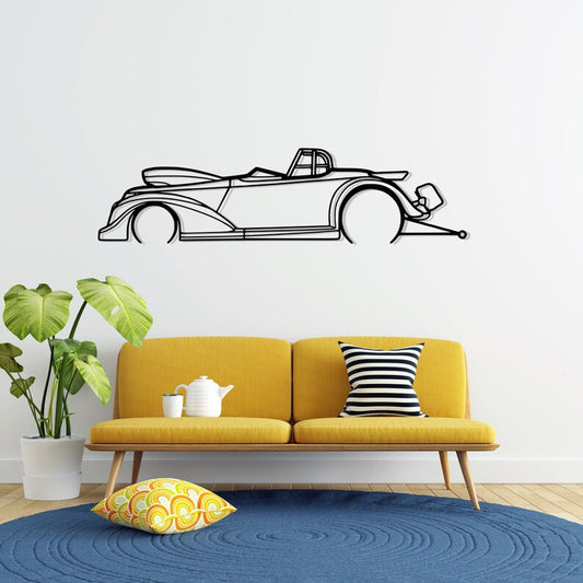 Drag 1937 Detailed Metal Car Silhouette Wall Art