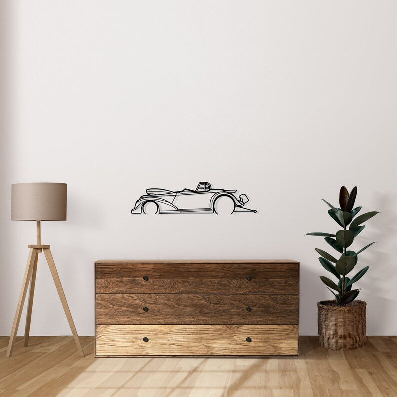 Drag 1937 Detailed Metal Car Silhouette Wall Art