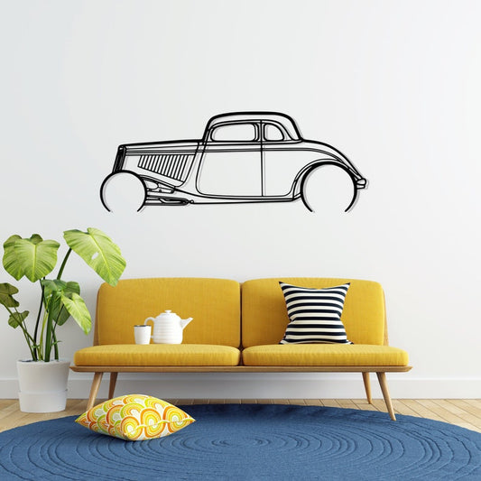 Highboy 1934 Detailed Metal Car Silhouette Wall Art