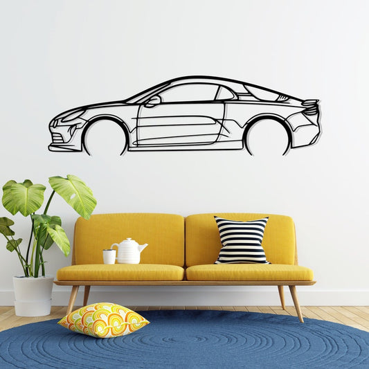 Alpine A110 Detailed Metal Car Silhouette Wall Art