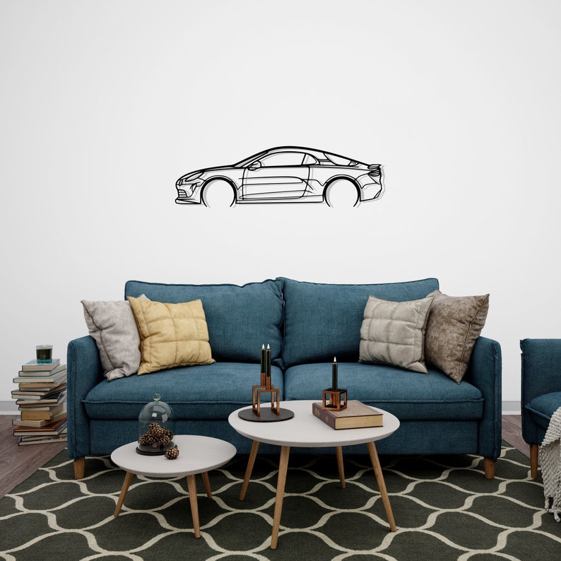 Alpine A110 Detailed Metal Car Silhouette Wall Art