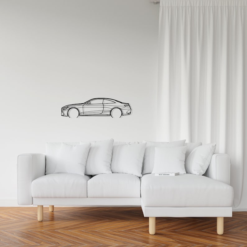 S63 Coupe Detailed Metal Car Silhouette Wall Art