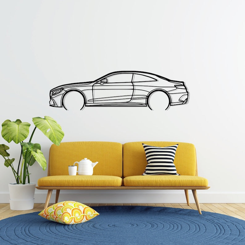 S63 Coupe Detailed Metal Car Silhouette Wall Art