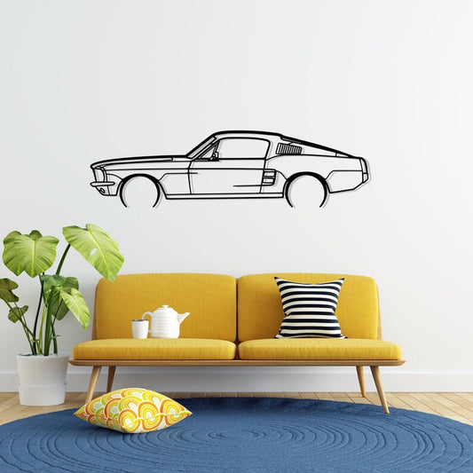 Mustang GT Fastback 390S Detailed Metal Car Silhouette Wall Art