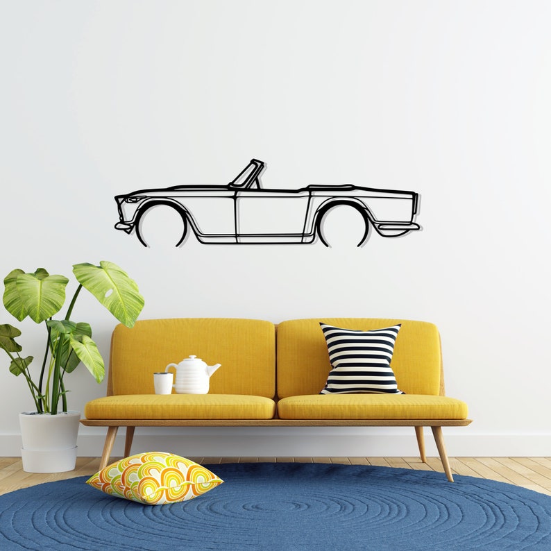 Triumph TR4A IRS Detailed Metal Car Silhouette Wall Art