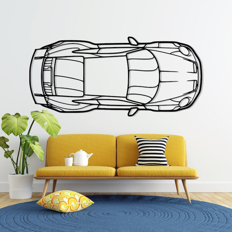 911 GT3 Model 992 TOP Metal Car Silhouette Wall Art