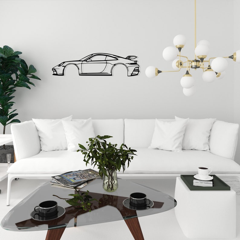 911 GT3 Model 992 Detailed Metal Car Silhouette Wall Art