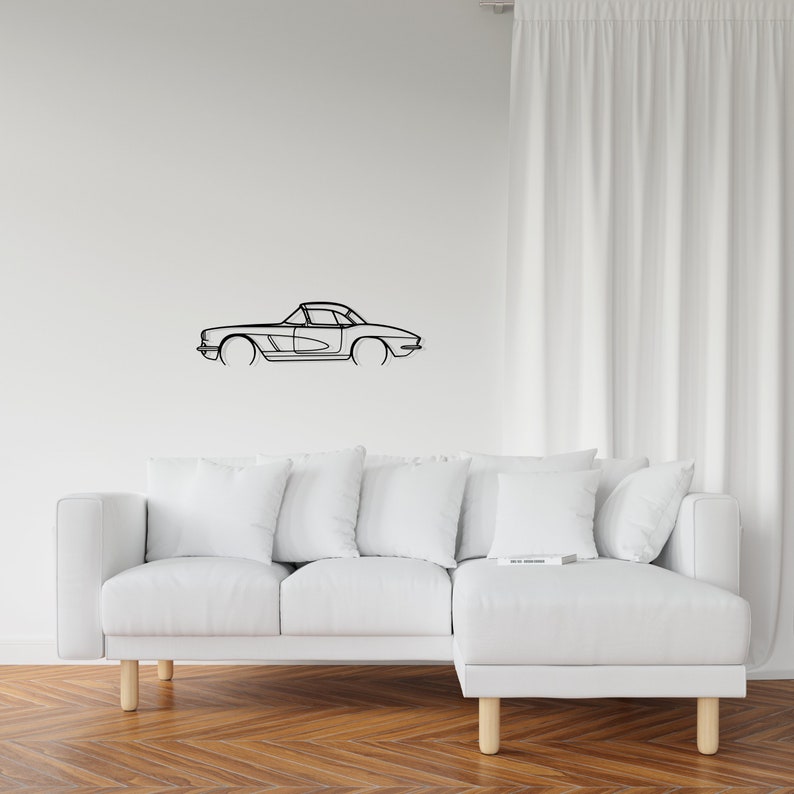 Corvette C1 327 1962 Metal Car Silhouette Wall Art