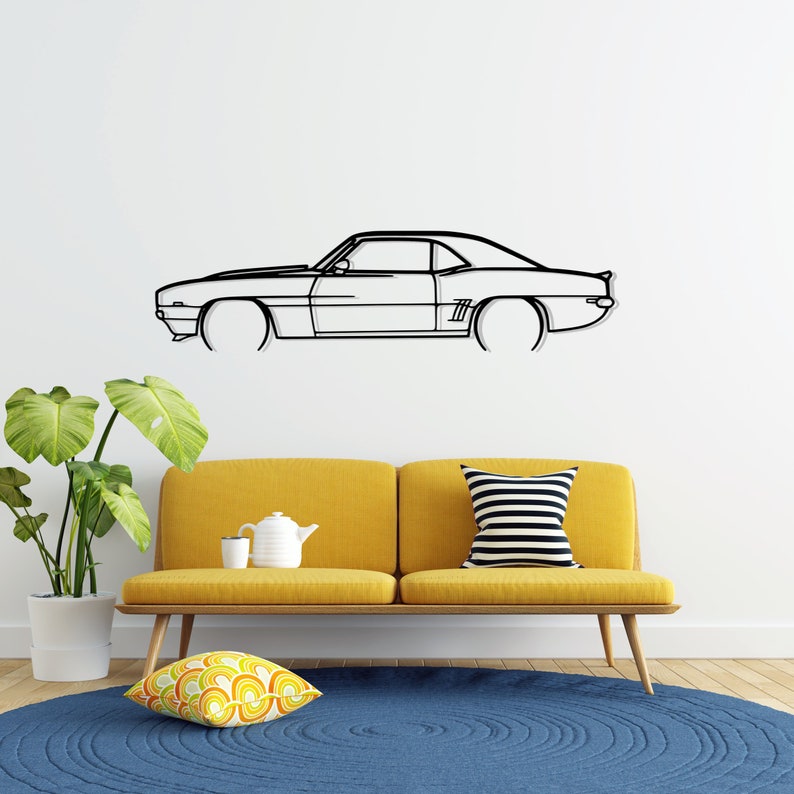 Camaro 1969 Detailed Metal Car Silhouette Wall Art