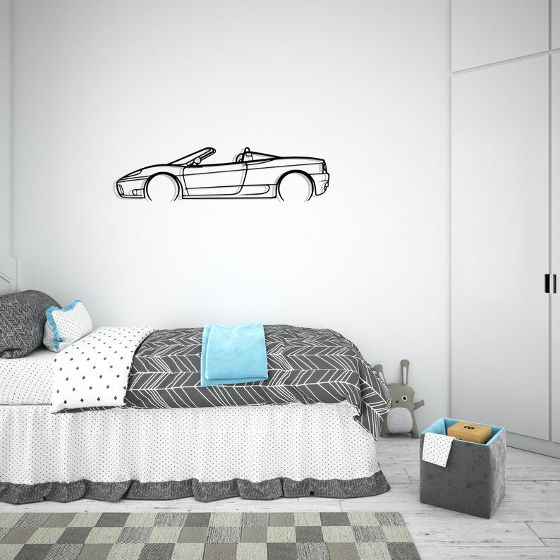 360 Spyder Detailed Metal Car Silhouette Wall Art