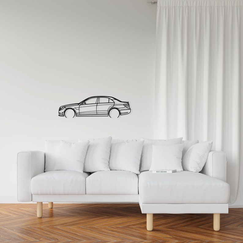 E63 AMG Detailed Metal Car Silhouette Wall Art