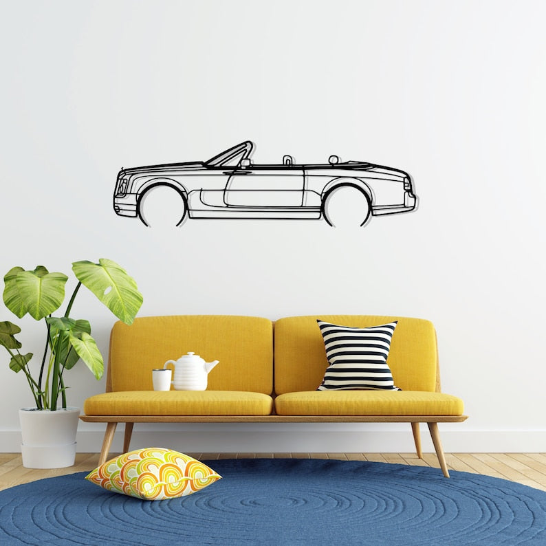 Rolls-Royce Phantom Drophead 2008 Detailed Metal Car Silhouette Wall Art