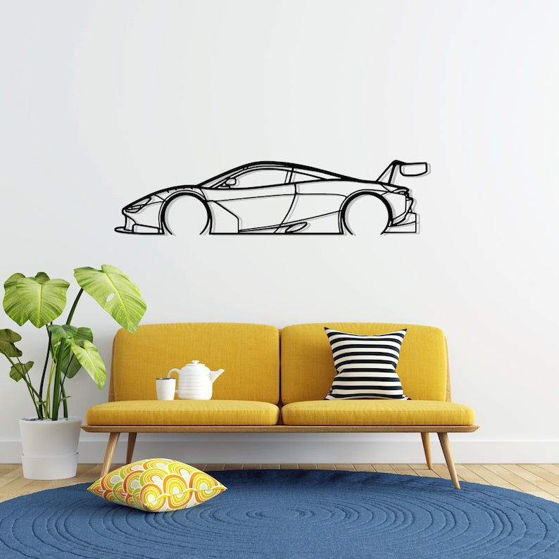 MCL GT3 Detailed Metal Car Silhouette Wall Art