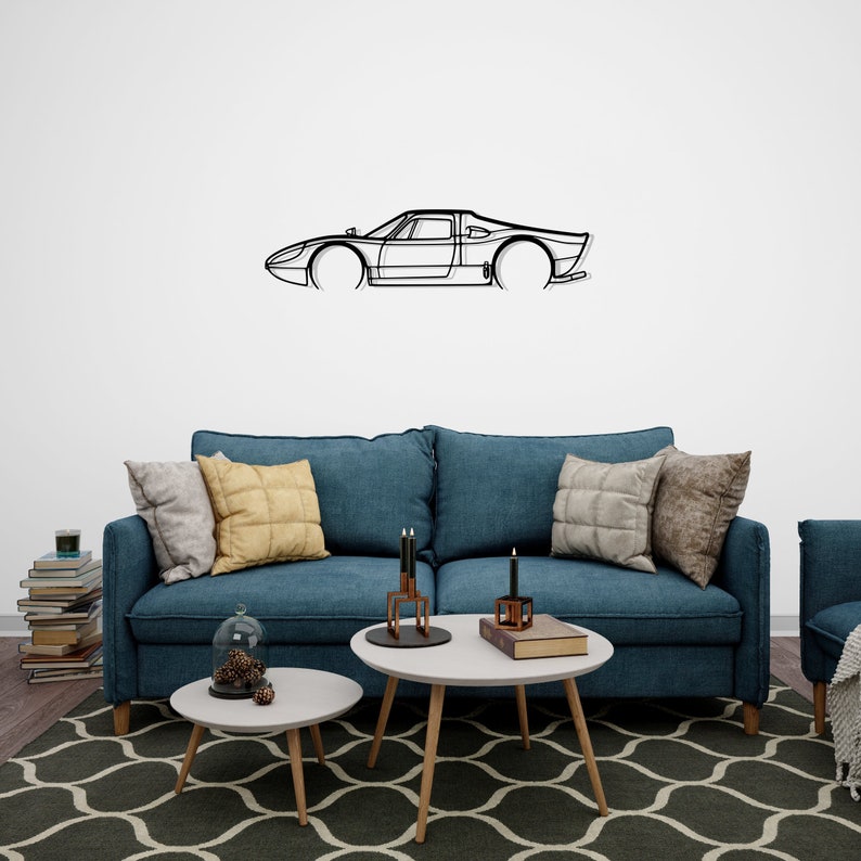 904 GTS Detailed Metal Car Silhouette Wall Art