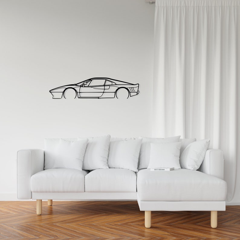 Ferrari 288 GTO Detailed Silhouette Metal Wall Art