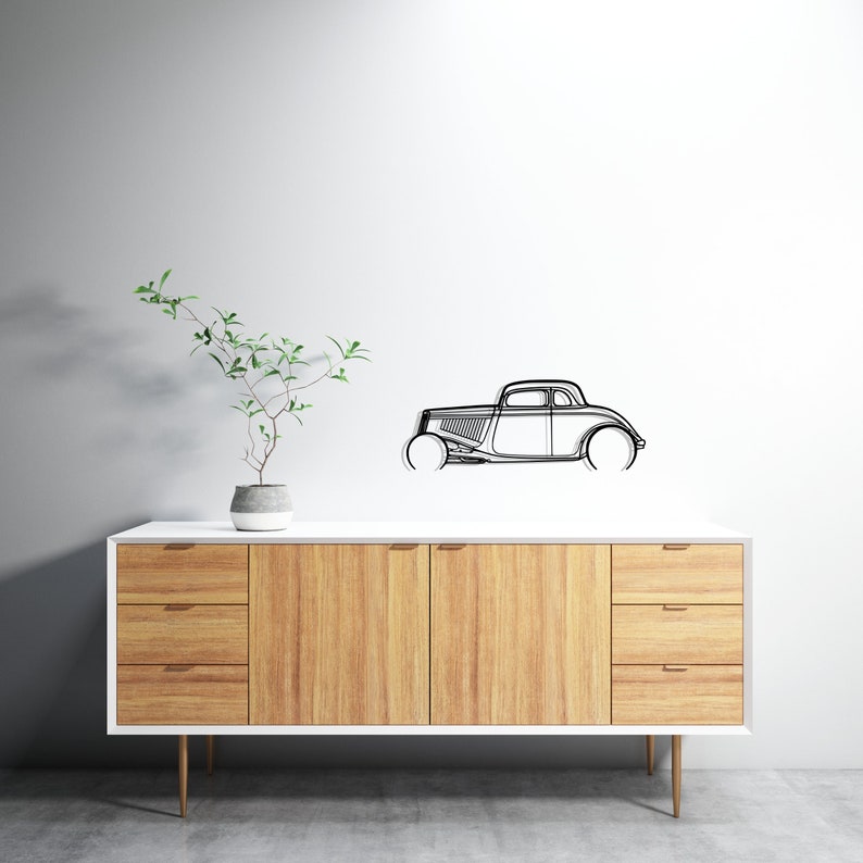 Highboy 1934 Detailed Metal Car Silhouette Wall Art