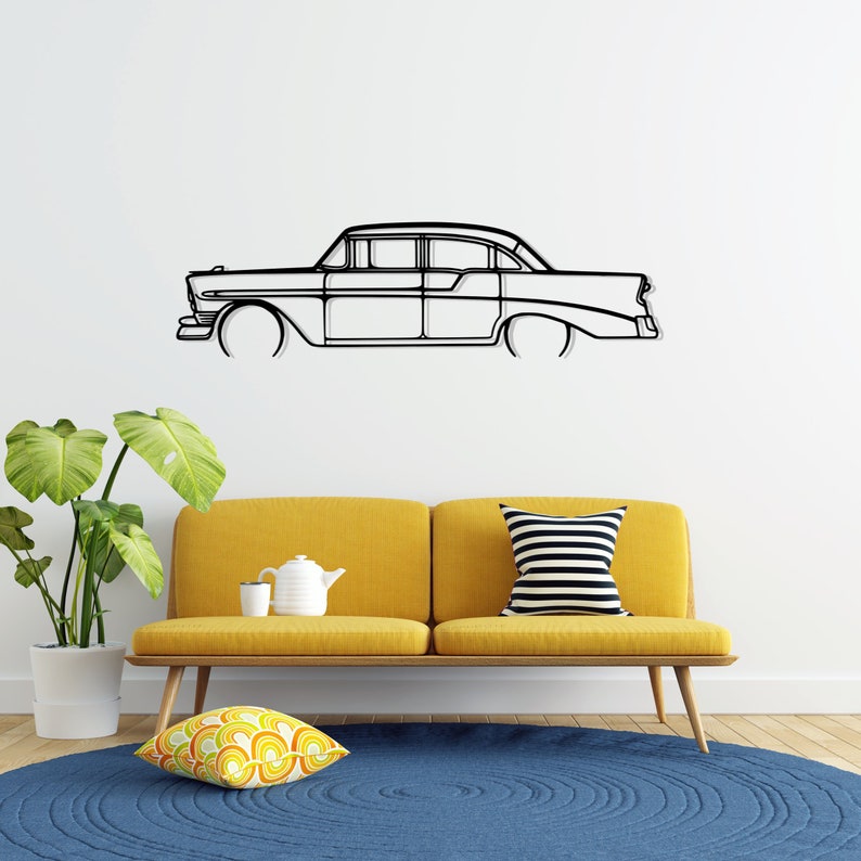 Bel Air 1956 Detailed Metal Car Silhouette Wall Art